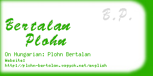 bertalan plohn business card